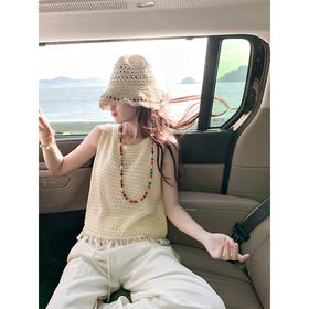 <曾小咸推荐>设计感流苏针织背心休闲裤套装