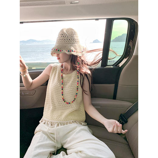 <曾小咸推荐>设计感流苏针织背心休闲裤套装 商品图0