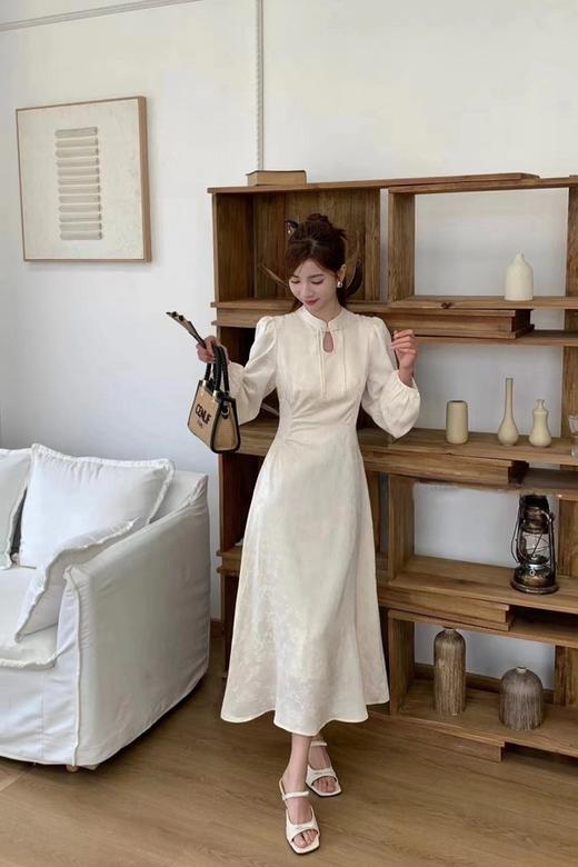 ANSUABEL 新中式水滴领提花缎面连衣裙 20057 商品图0