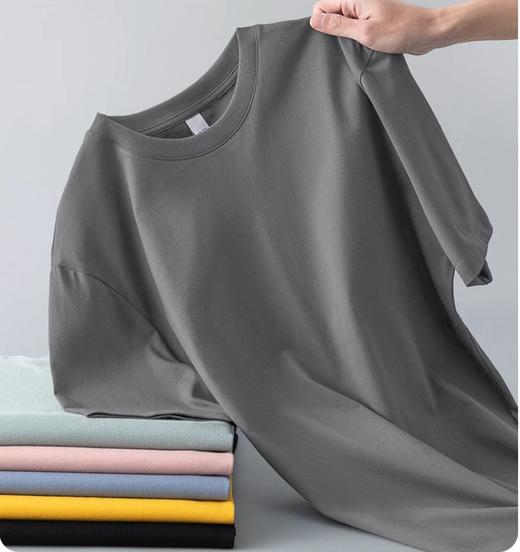 百媚生 男女款纯棉T恤230g新疆棉花重磅圆领T恤 商品图6