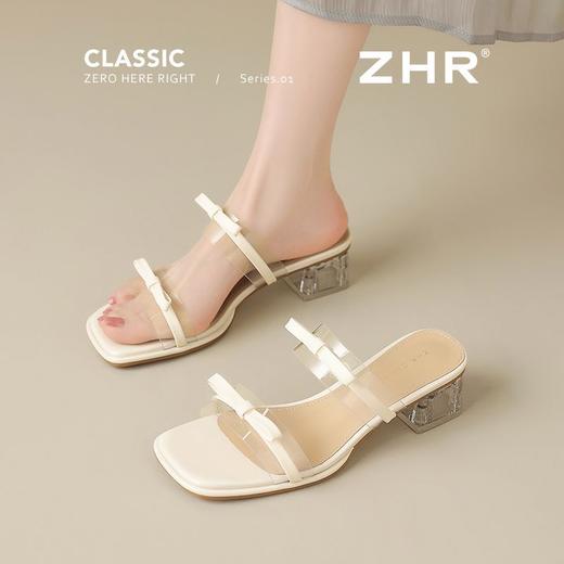 ZHR则则透气外出方根拖鞋透明女2025新款夏季蝴蝶结轻便凉鞋水晶 商品图5