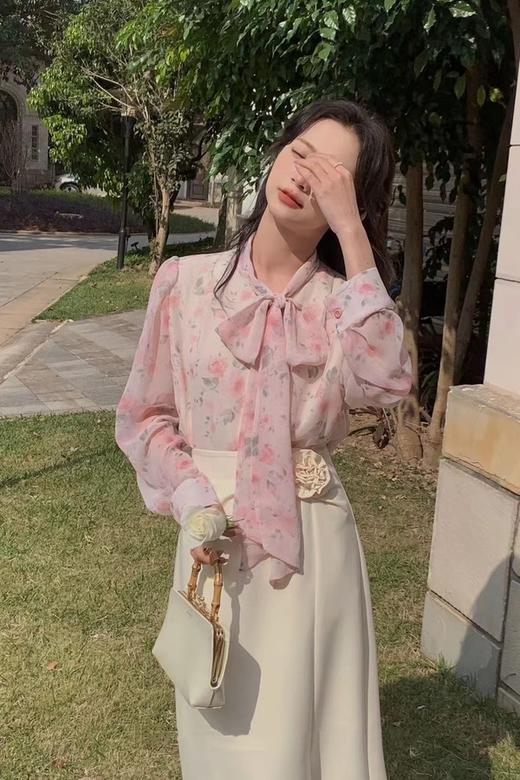 Le Malene 珍珠白立体玫瑰花高腰长款半裙 20015 商品图3