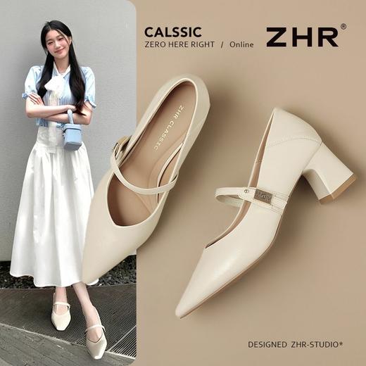 ZHR则则尖头单鞋女2025新款百搭通勤高跟鞋女法式浅口玛丽珍女鞋 商品图0
