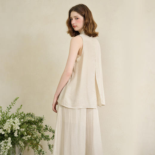 【限时秒杀】西遇无袖衬衫上衣套装女夏季新款休闲宽松阔腿裤裙裤两件套D0050788 商品图4