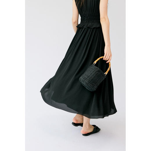 HeyDress法式抽褶连衣裙女夏季收腰垂感小黑裙高级赫本风气质裙子 商品图1