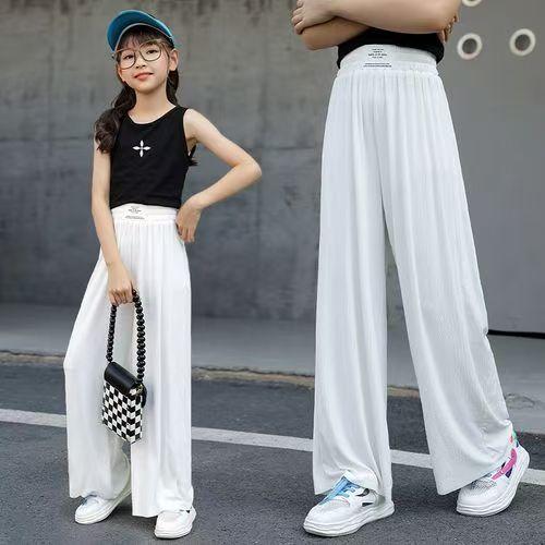 【YW】无忧购35元2件夏季薄款透气坑条直筒裤时尚休闲阔腿裤宝宝束脚防蚊裤(截单后7天发货) 商品图1