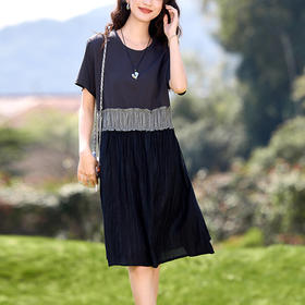 丁摩 撞色拼接休闲连衣裙BKWXN2563