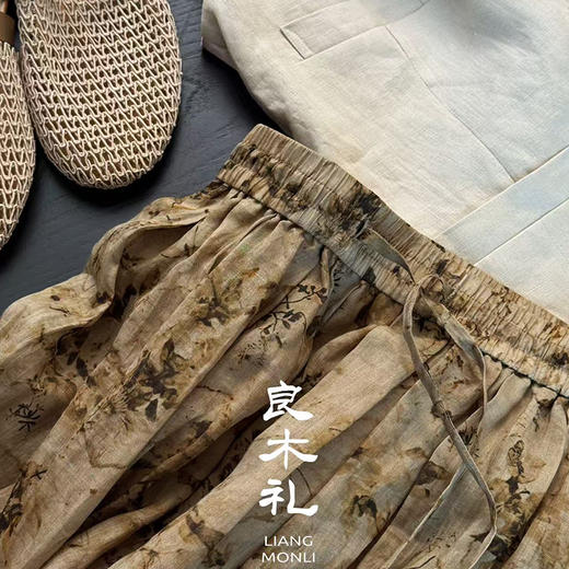 【预售7天】良木礼亚麻印花半裙（043520） 商品图1
