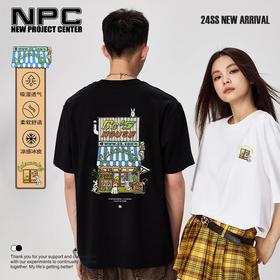 NPC潮牌CC胡萝卜系列卡通房子印花短袖圆领T男潮流凉感CC45TE05