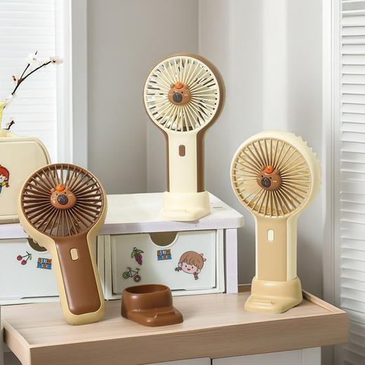 【便携手持小风扇】简约隐藏式支架桌面便携小风扇 三档大风力学生夏季旅行随身风扇。ry 商品图3