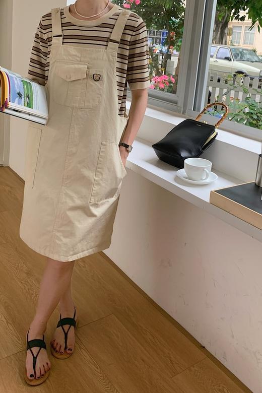 HAYES 休闲奶白色条纹T恤背带裙套装 18608 商品图4