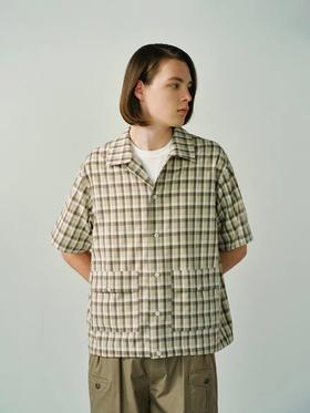 EviStub/E-5CCS230/进口色织格纹抗皱垂感复古日系古巴领短袖衬衫