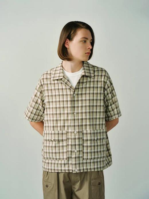 EviStub/E-5CCS230/进口色织格纹抗皱垂感复古日系古巴领短袖衬衫 商品图0