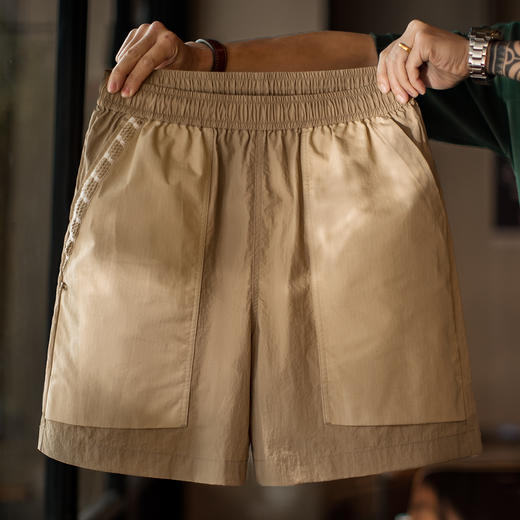 工装优选山系速干卡其色短裤大口袋梭织直筒薄款沙滩五分裤男夏季 商品图0