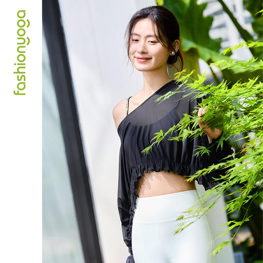 凡圣瑜伽圆领网纱长袖外搭 F15335 商品图3