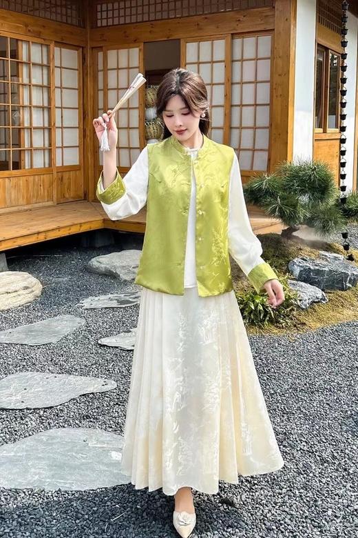 Le Malene 米白色新中式国风提花马面裙半裙 19988 商品图1