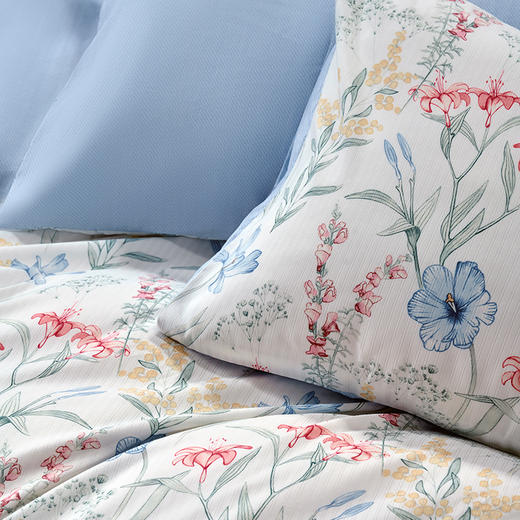 水星家纺A类全涤印花四件套蓝韵花影 商品图6