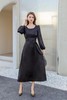 ELLA JADE 黑色光泽感提花收腰连衣裙 20007 商品缩略图2