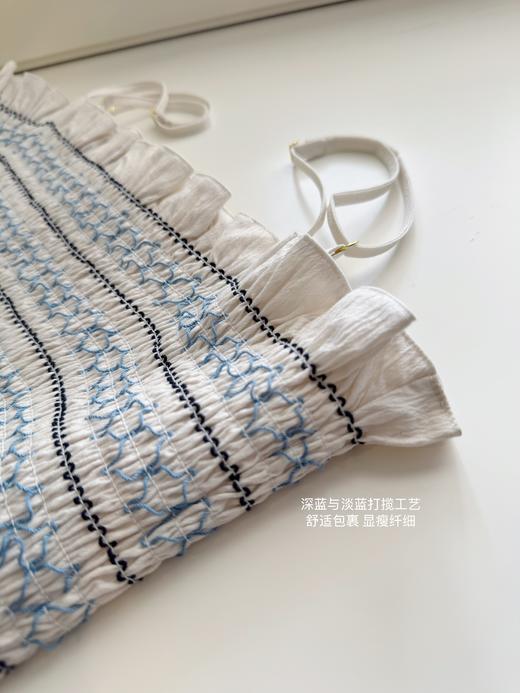 巴黎漫步｜特殊花型打揽 天然有机竹纤维亚麻兰精天丝混纺面料吊带裙  杏色 商品图5