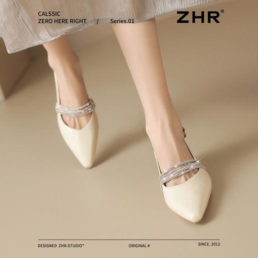 ZHR则则法式尖头凉鞋2025新款气质百搭水钻一字包头凉鞋女鞋单鞋 商品图8