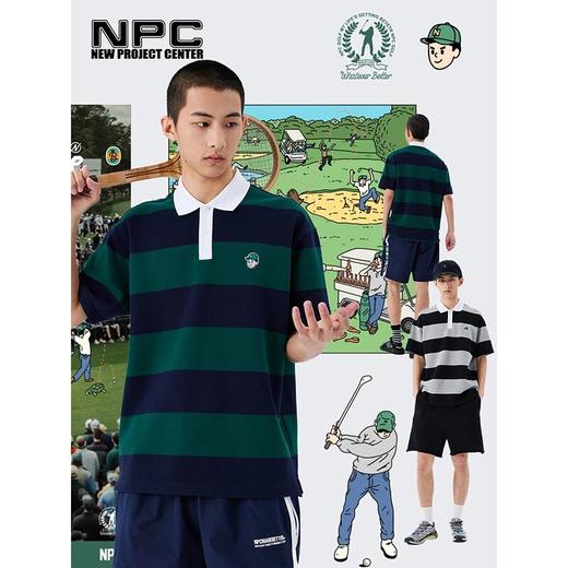 NPC潮牌男装双色条纹休闲翻领POLO短袖上衣宽松运动夏季NP33TE50 商品图0