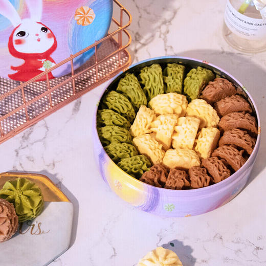 AKOKO经典小花曲奇230g（草莓味+海盐味+可可味）230g 商品图1