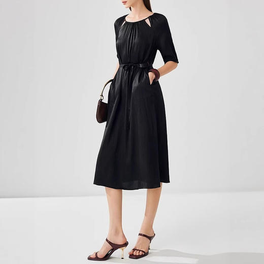 丁摩 真丝香云纱冠乐绉连衣裙XZ33889 商品图1