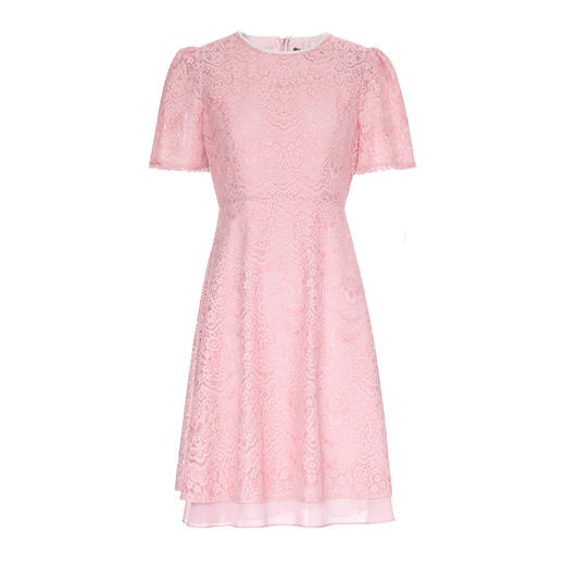 EITIE爱特爱新中式对襟珍珠盘扣收腰显瘦粉色连衣裙夏季新款B2507668 商品图5