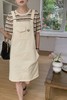 HAYES 休闲奶白色条纹T恤背带裙套装 18608 商品缩略图1