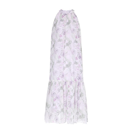 EITIE爱特爱温柔紫植物印花捏褶A字摆挂脖无袖连衣裙2025夏季新款B2507670 商品图5