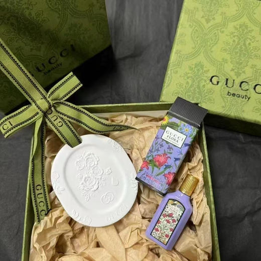 绝美！Gucci拓香石+香水5ml礼盒 车载蝴蝶结车挂/衣橱/浮雕扩香石 七夕情人礼物伴手礼 商品图0