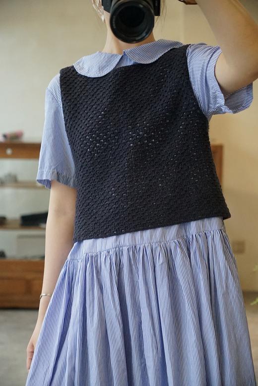 NITTO 手工钩编的粗花呢背心（纯色） 商品图2