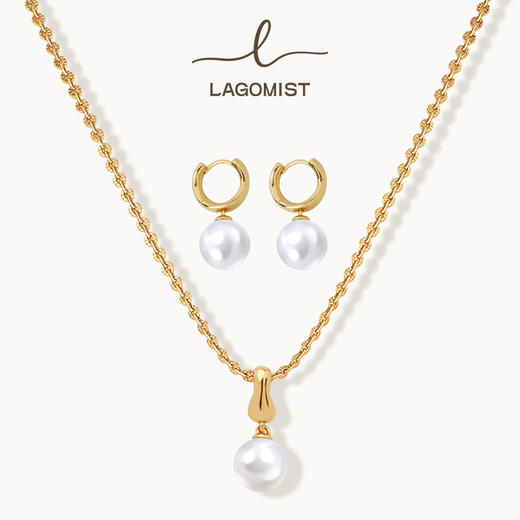 【Lagomist】拿铁系列 | 金/银牛奶耳环项链套装 小众时尚 商品图0