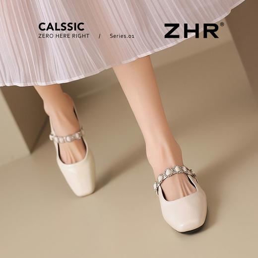 ZHR则则法式水钻玛丽珍鞋2025新款方头低跟包头拖鞋百搭穆勒女鞋 商品图5