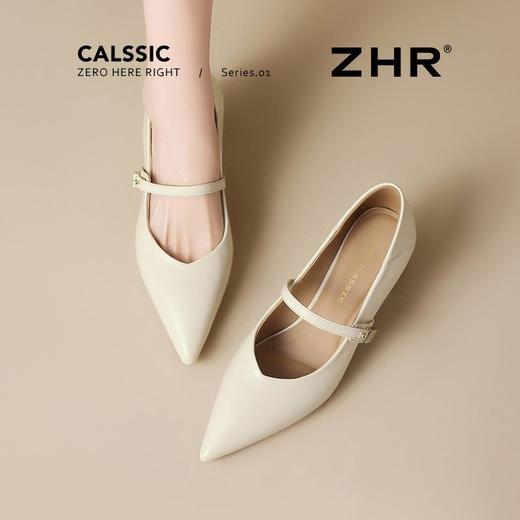 ZHR则则尖头单鞋女2025新款百搭通勤高跟鞋女法式浅口玛丽珍女鞋 商品图6