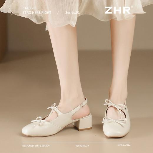 ZHR则则时尚蝴蝶结包头凉鞋2025新款气质百搭单凉鞋粗跟法式女鞋 商品图6