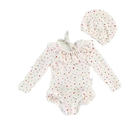 【儿童游泳衣】长袖女童小童涤纶 女孩公主连体泳衣套装 中小童宝宝泳装  商品图4