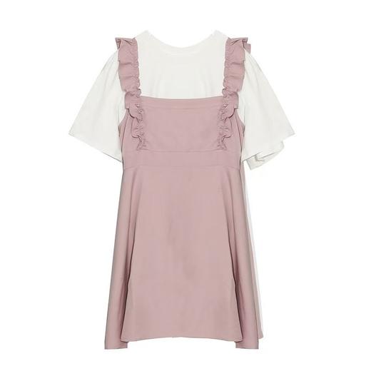 双十二福利！【诗铭洛可】XCX211 木耳边背带裙+T恤两件套套装 商品图1