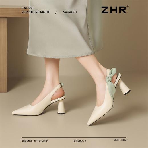 ZHR则则法式尖头高跟凉鞋2025新款一字扣气质凉鞋蝴蝶结后空凉鞋 商品图7