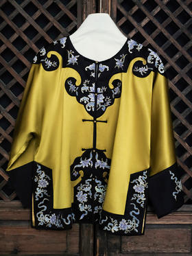 盛唐牡丹大师系列| 重工黑色如意外套-琉璃黄