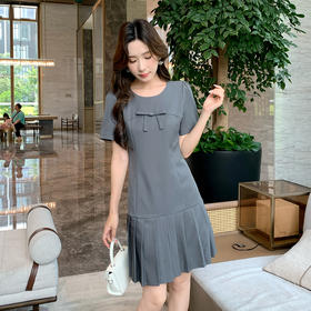 奢姿大码女装2025夏季减龄蝴蝶结设计时尚连衣裙胖妹妹百褶裙子9952890442