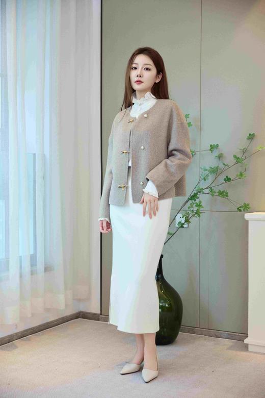 雅韵珍珠扣斜纹羊毛外套（91778） 商品图4
