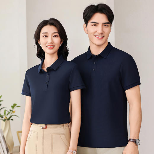 男女同款商务高端小方格凉感速干锦纶无痕商务翻领polo衫短袖519 商品图4