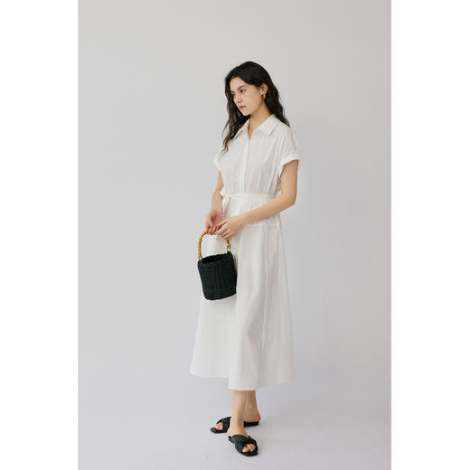 HeyDress法式白色衬衫裙女夏季宽松慵懒感连衣裙休闲气质收腰裙子 商品图1