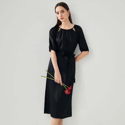 丁摩 真丝香云纱冠乐绉连衣裙XZ33889 商品图5