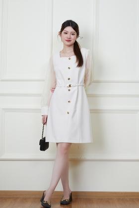 Le Malene 高级感白色拼接式西装连衣裙 19882