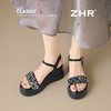 ZHR坡跟凉鞋女2025水钻绝美厚底商场同款增高轻奢松糕罗马女鞋 商品缩略图2