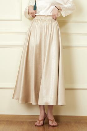 LNNNS 金色肌理感大A摆松紧腰半裙 20014