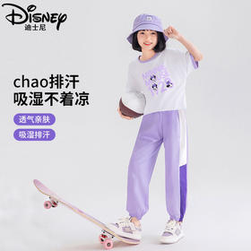 迪士尼女童短袖套装夏季两件套2025新款儿童运动服薄款女大童夏装