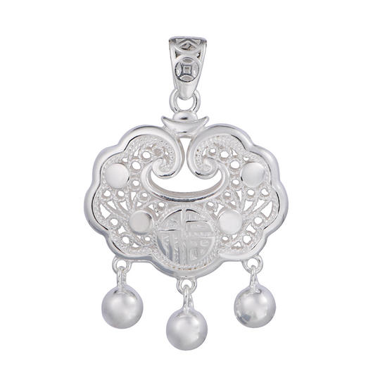 【锁清欢】足银银珠流苏福字如意银锁吊坠【SCH-SY17622】 商品图4